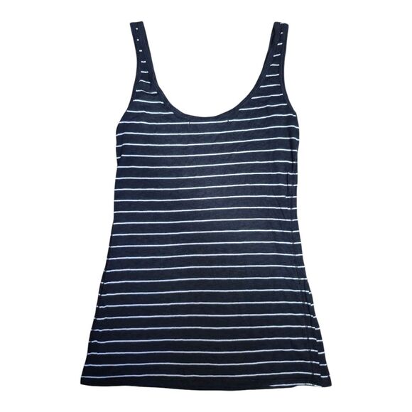 Michael Stars Navy and White Striped Tank Top One Size - Picture 2 of 4